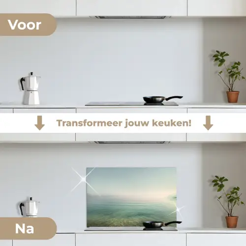 Zee - Horizon - Blauw - Mist keuken achterwand spatscherm klein -voor_na_NL