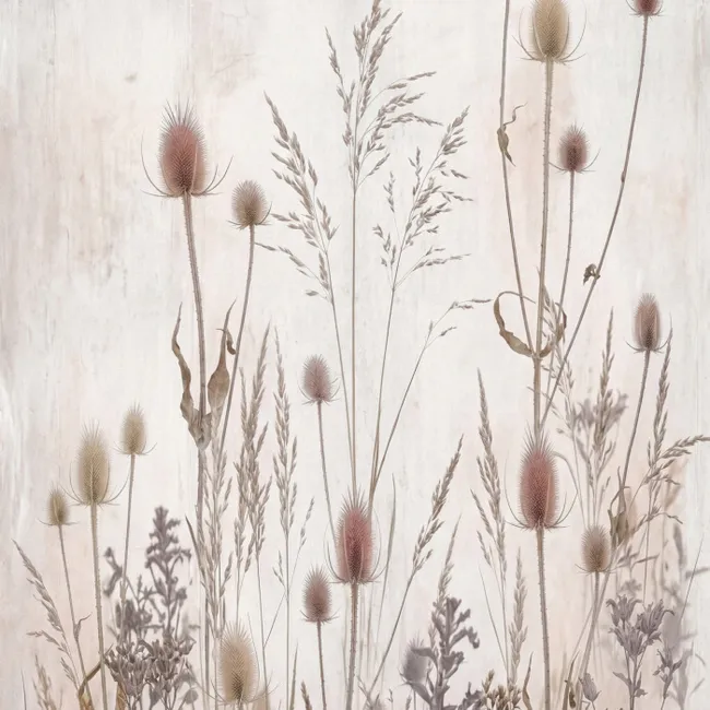Behang - Weidebloemen - Design - Sepia