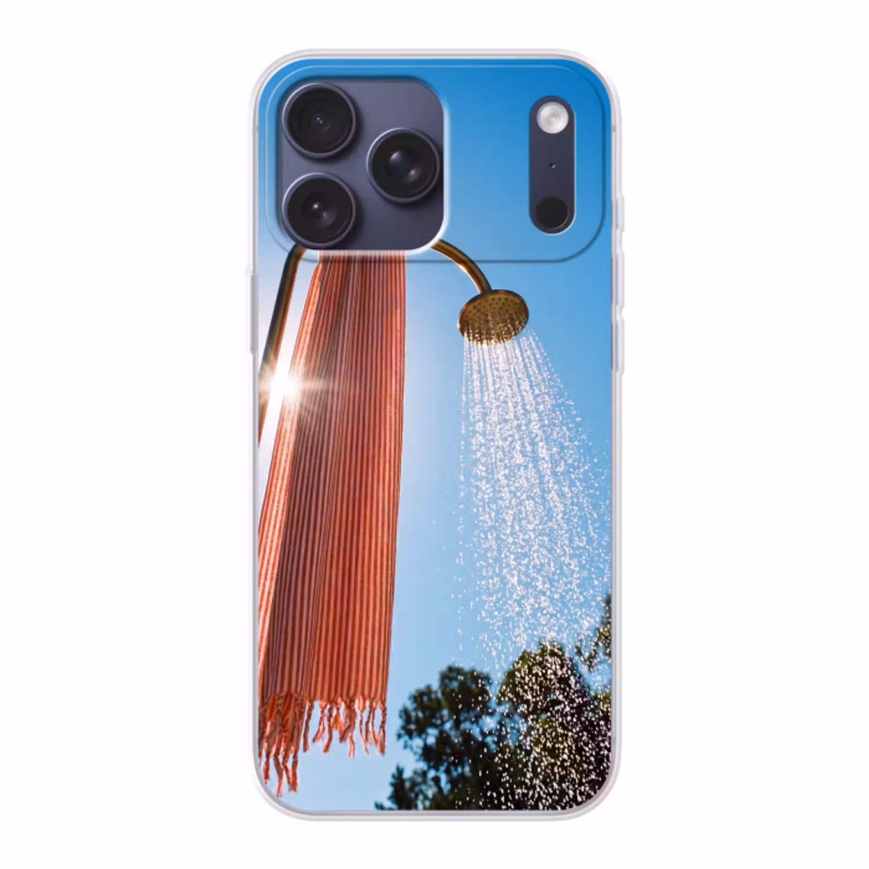 Douche - Water - Zomer - Blauw Telefoonhoesje iPhone 17 Pro Max klein -3d
