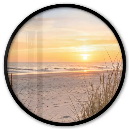 Zonsondergang - Duinen - Zee Fotolijst rond zonder passe partout klein -3d