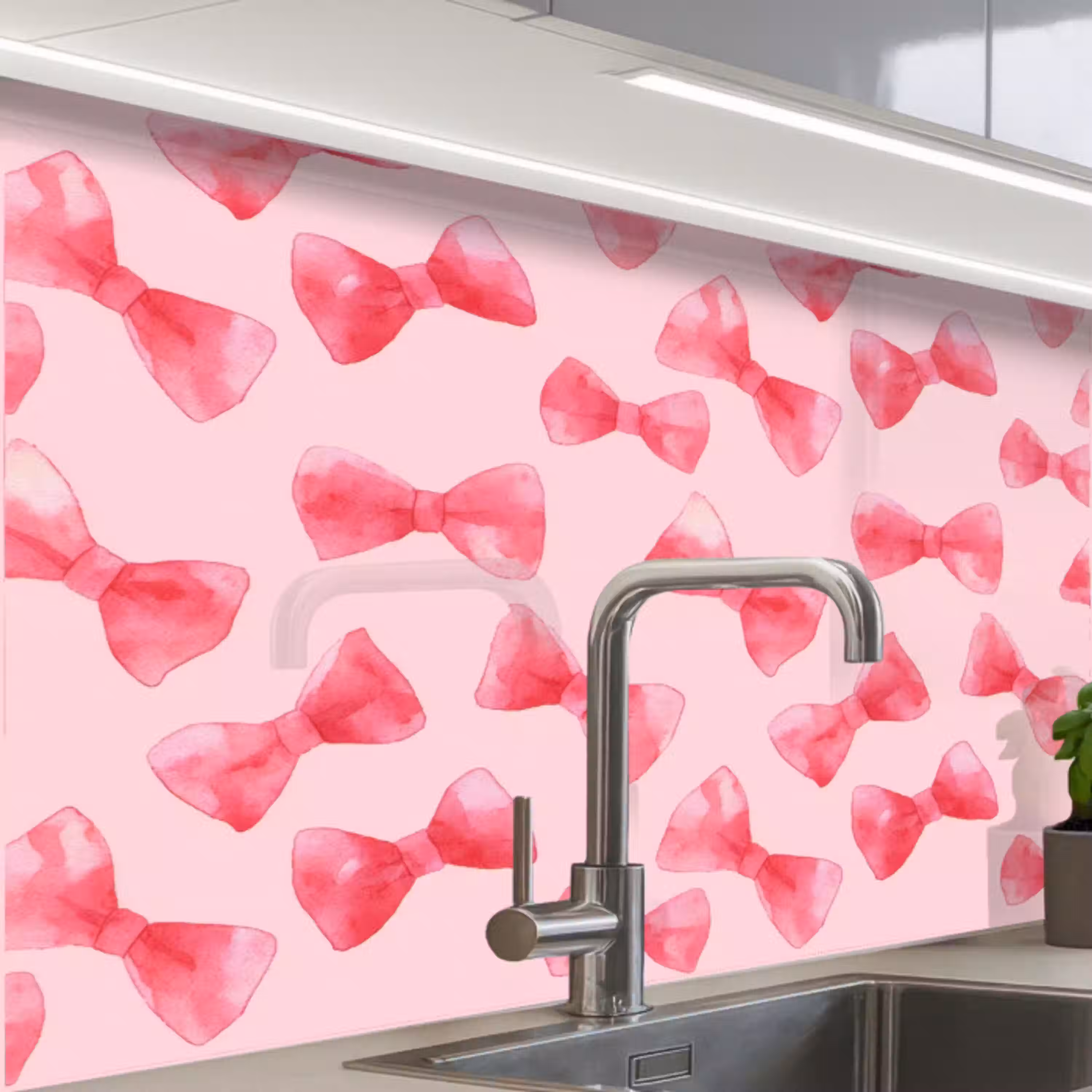 Strikken - Aquarel - Roze keuken achterwand 2 middel 865 -zzzz3d_schuin