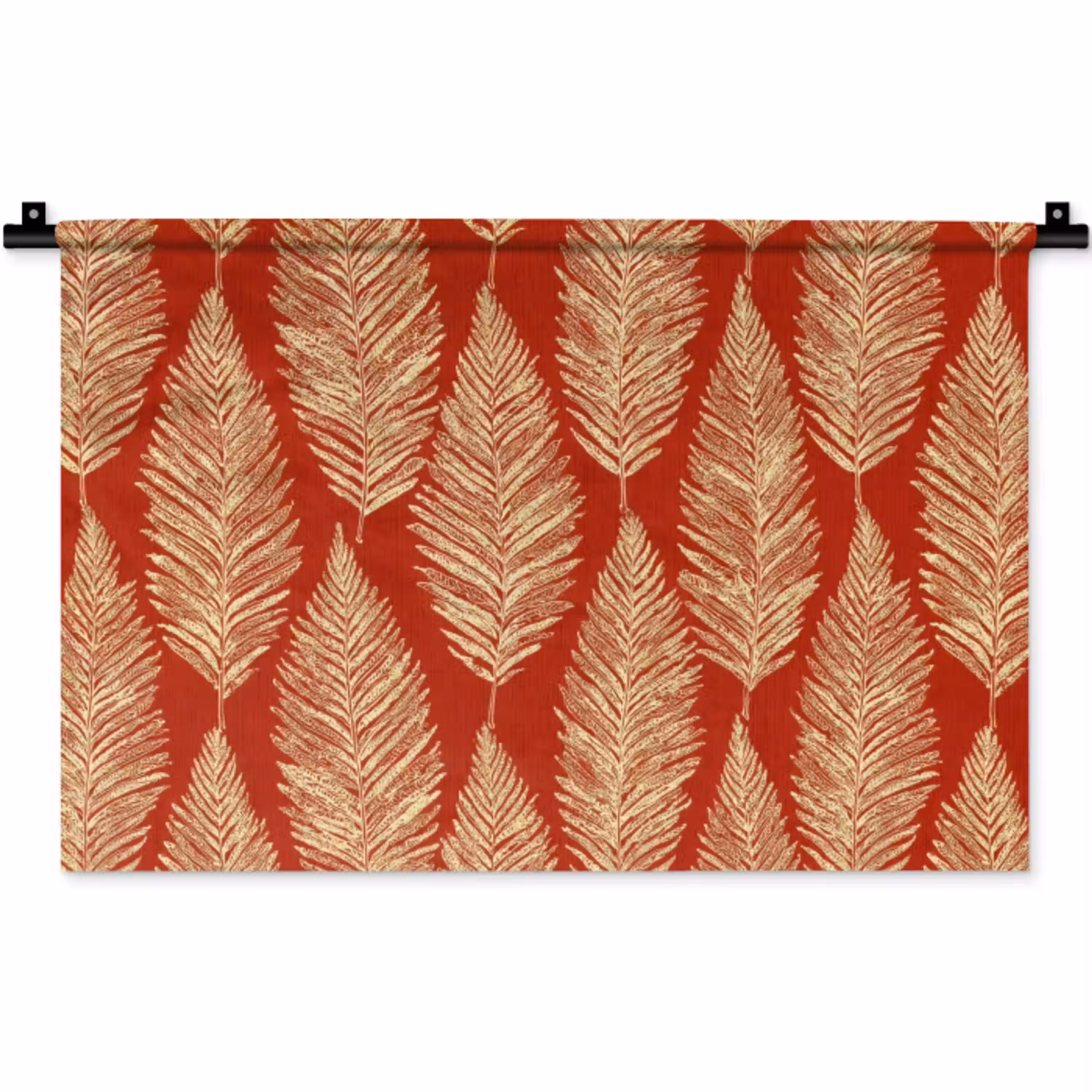 Rood - Botanisch - Varen - Patroon Wandkleed katoen klein 269 -zz3d