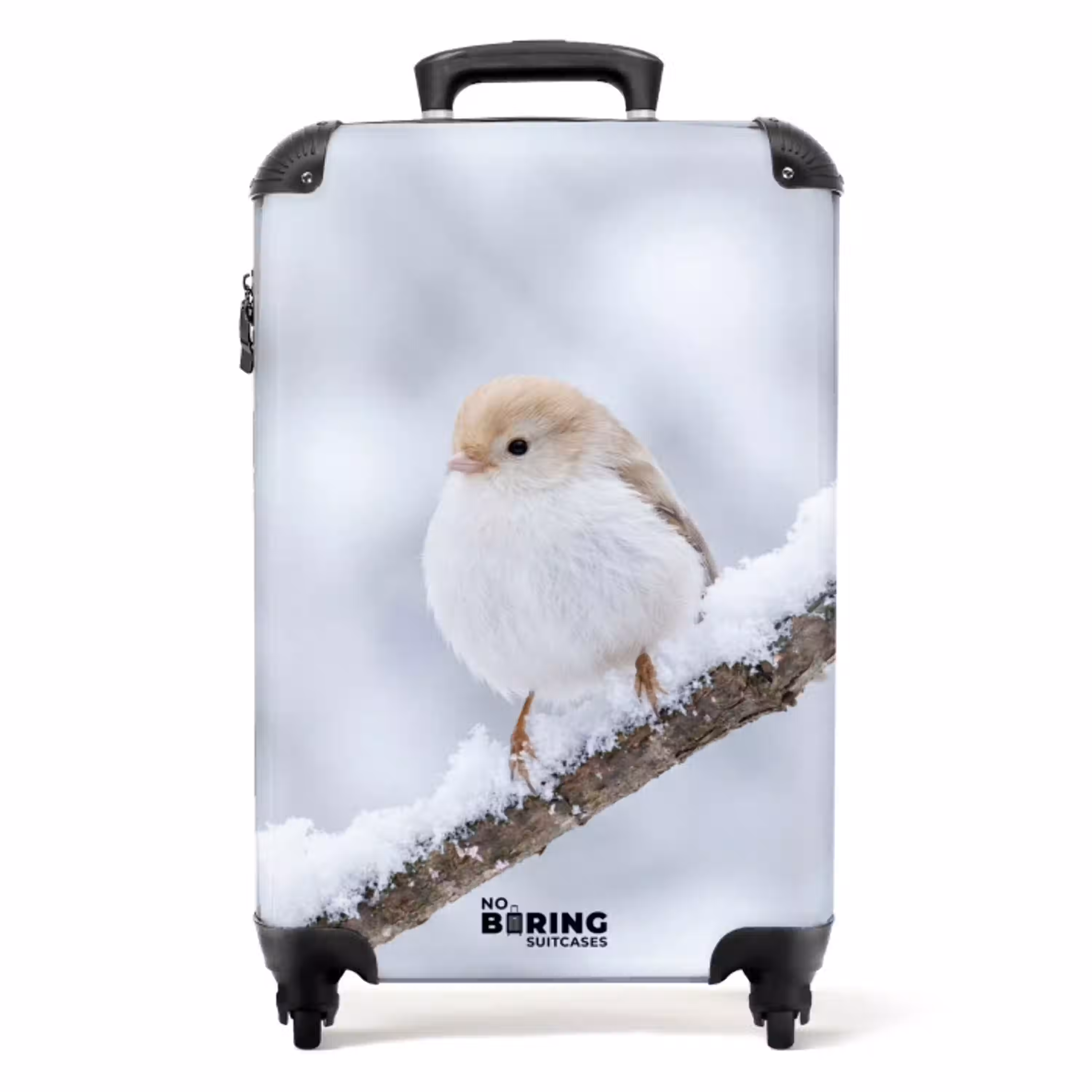 Vogeltje - Sneeuw - Tak - Winter - Zacht NBS - Handbagage koffer - Volwassenen Unisex middel -productfoto_recht