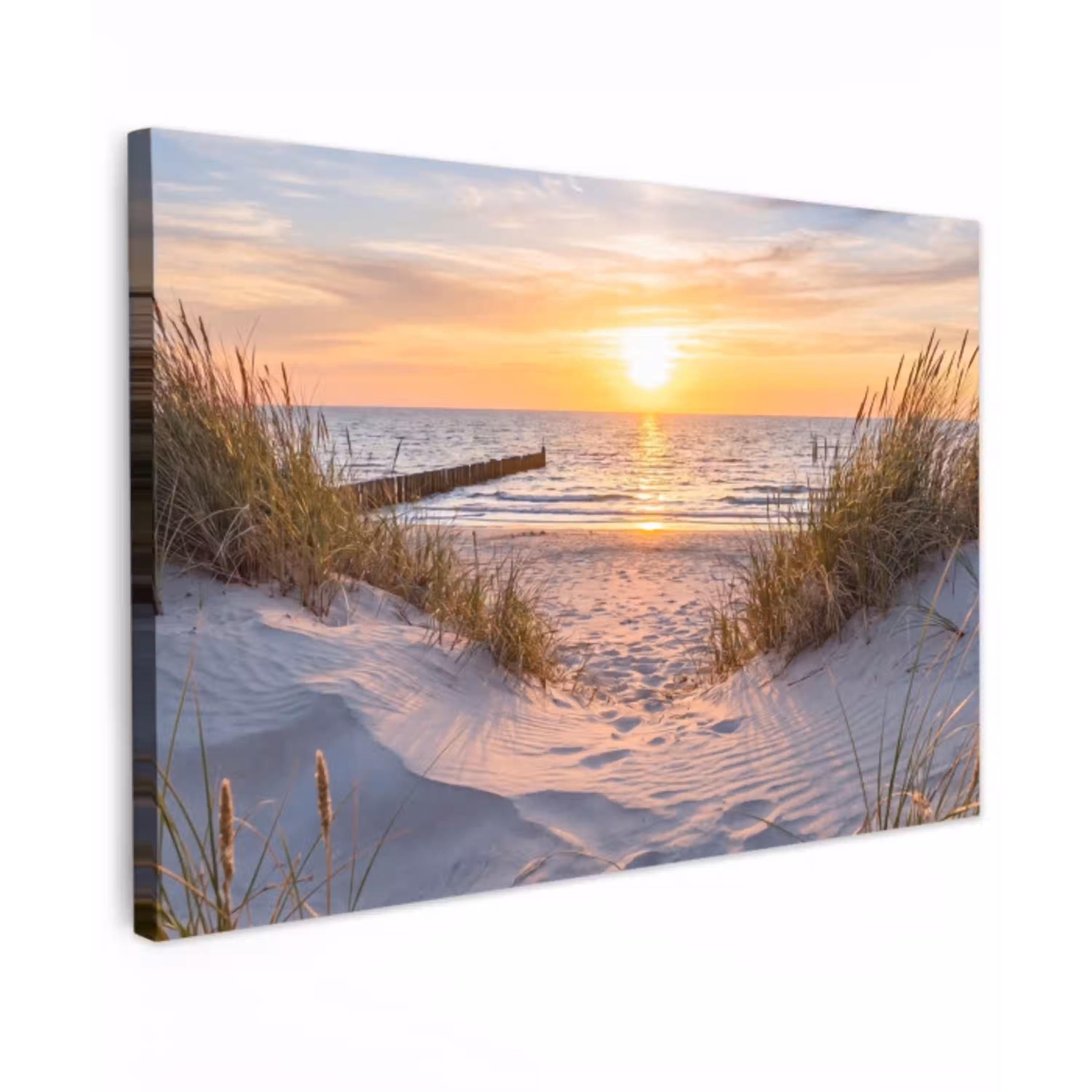 Strand - Zonsondergang - Natuur - Landschap Tuinposter op houten frame 2 cm dik klein -3d