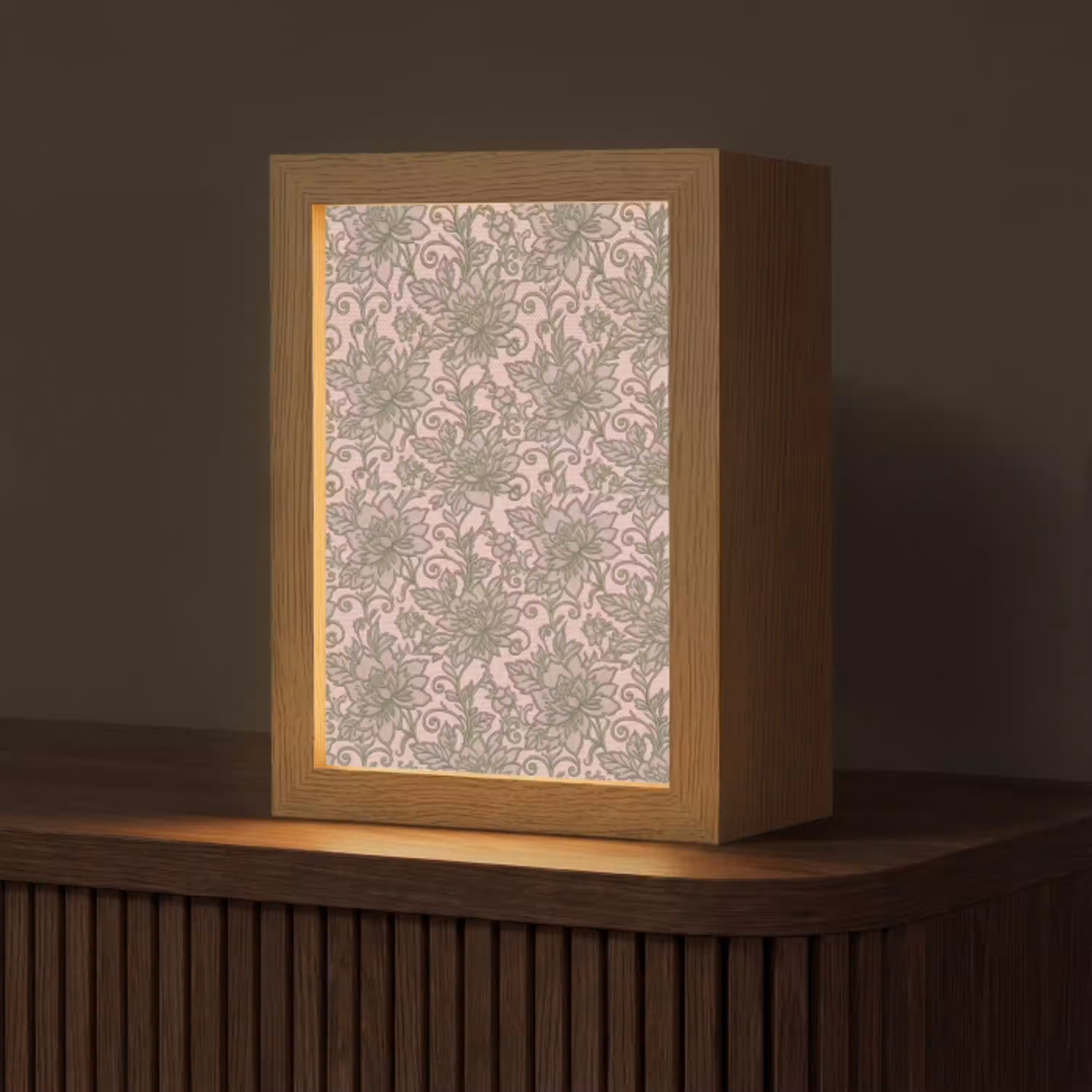 Bloemen - Kant - Patroon - Klassiek - Groen Light Box met kabel (Tafellamp) klein -z3d_website