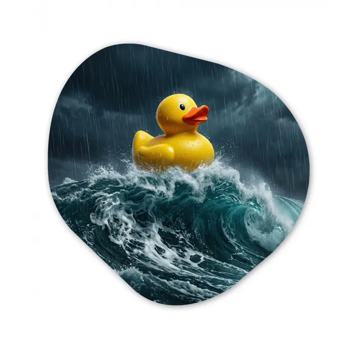 Storm - Badeend - Golven Wandcirkel Organisch Forex 3mm klein -3d
