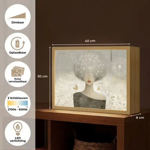 Pluis - Vrouw - Beige Light Box met batterij (Wandlamp) middel -USP_websiteoverzichtNL