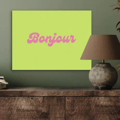 Groen - Roze bonjour - Retro PET vilt klein -sfeer2