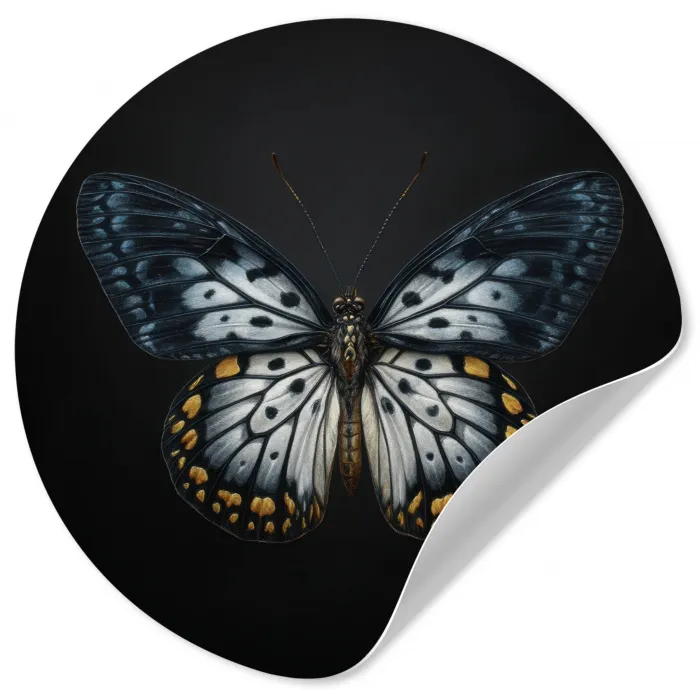 Vlinder - Monochroom - Balans Wandcirkel behangsticker klein -3d