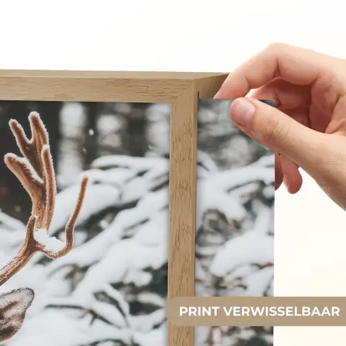 Hert - Sneeuw - Winter - Bos - Dieren Light Box met batterij (Wandlamp) middel -USP_websiteprintNL