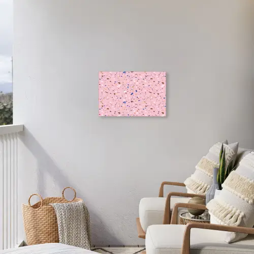 Terrazzo -  Patroon - Kleurrijk - Roze Tuinposter op houten frame 2 cm dik klein 845 -sfeer1