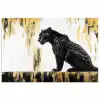 Panter - Zwart - Abstract - Goud poster papier klein -3d