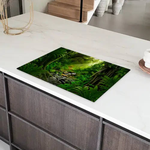 Jungle - Water - Bladeren - Zon - Natuur Inductie beschermer vinyl 3mm klein -sfeer8