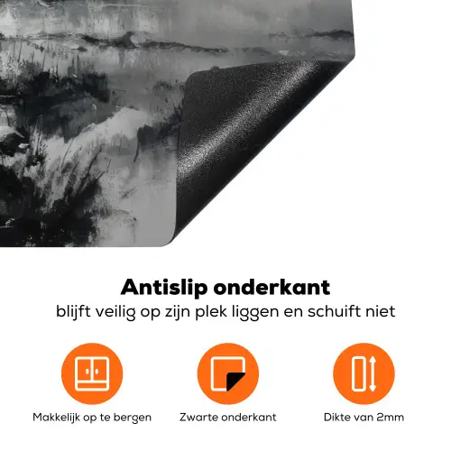 Hut - Grijs - Bergen - Mistig Inductie beschermer vinyl 3mm klein -zzzzzzz-td-onderkant