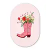 Cowboylaarzen - Roze - Boeket - Bloemen Wandcirkel Ovaal Forex klein -3d