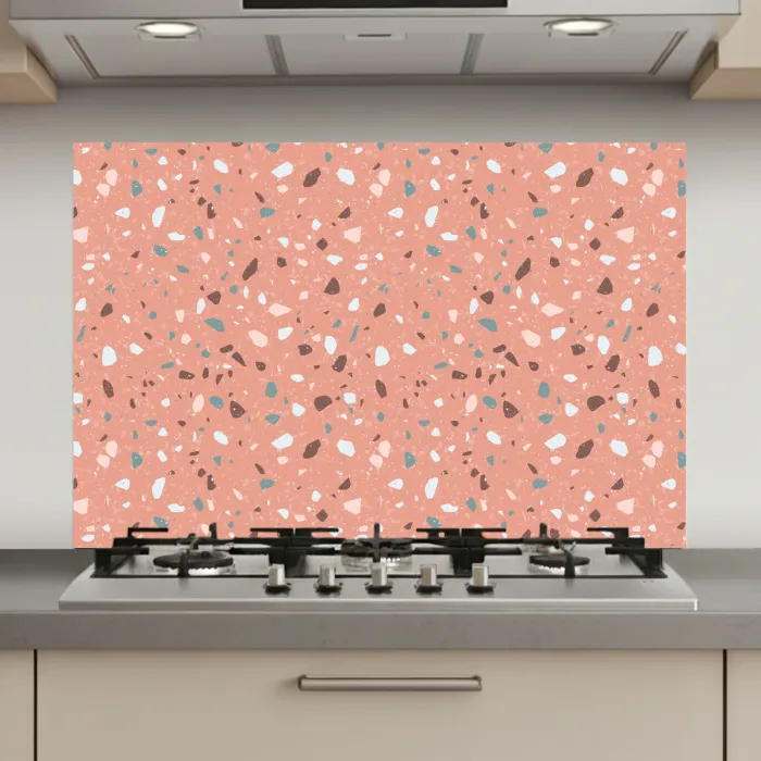 Terrazzo -  Patroon - Kleurrijk - Roze - Blauw keuken achterwand spatscherm klein 900 -3d_website