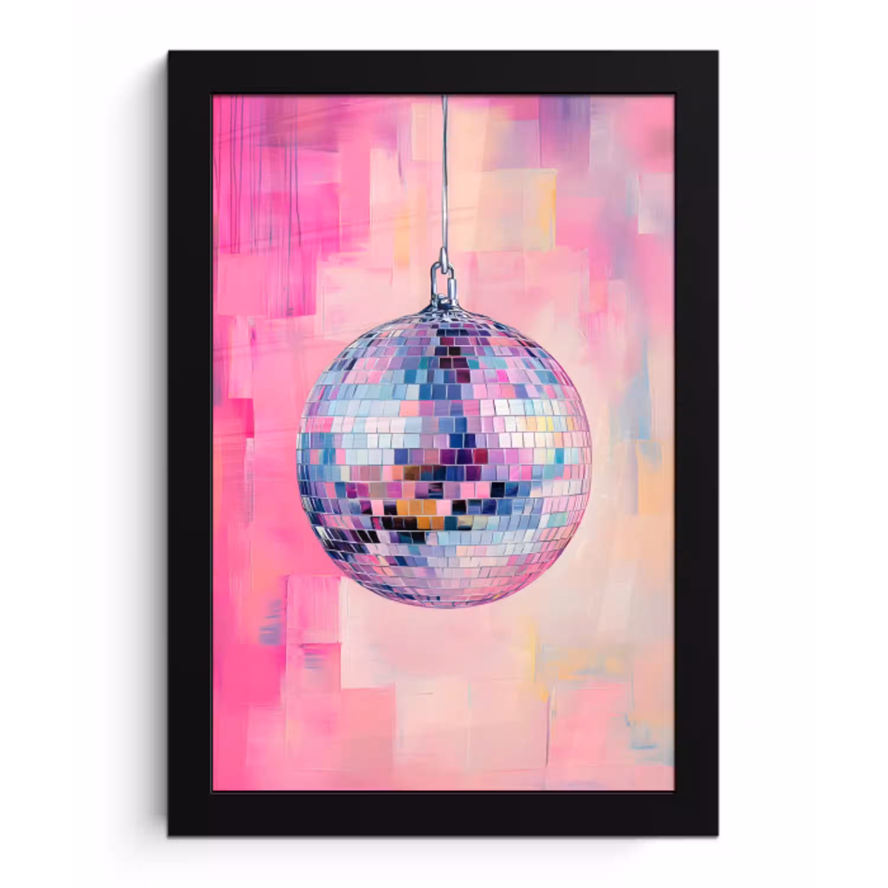Discobal - Pink - Verf fotolijst zwart zonder passe partout klein -3d