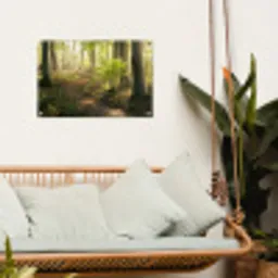 Bospad bij zonsopgang tuinposter los doek klein -sfeer7