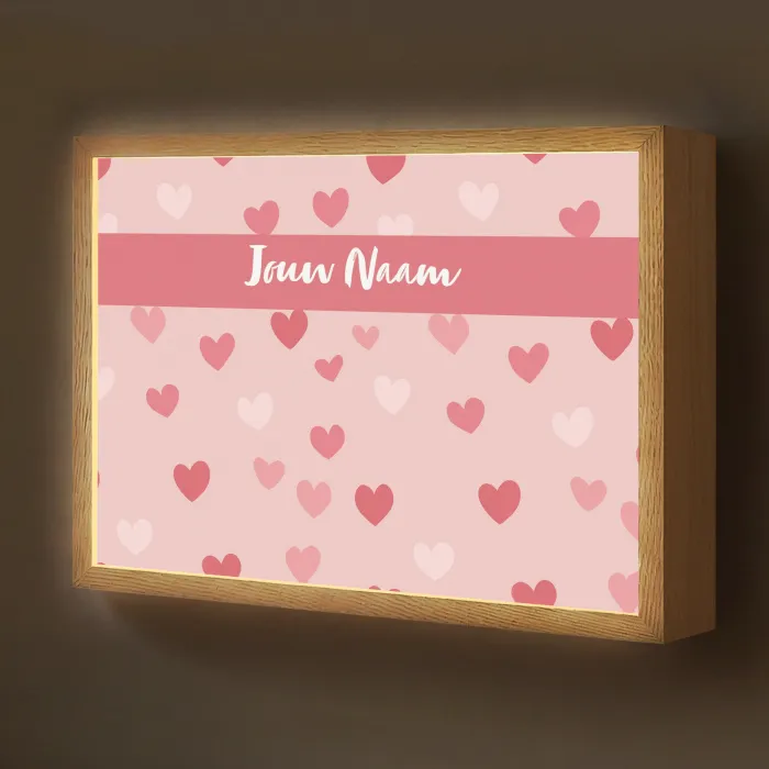 Hartjes - Patroon - Roze Light Box met batterij (Wandlamp kind) middel -z3d_website