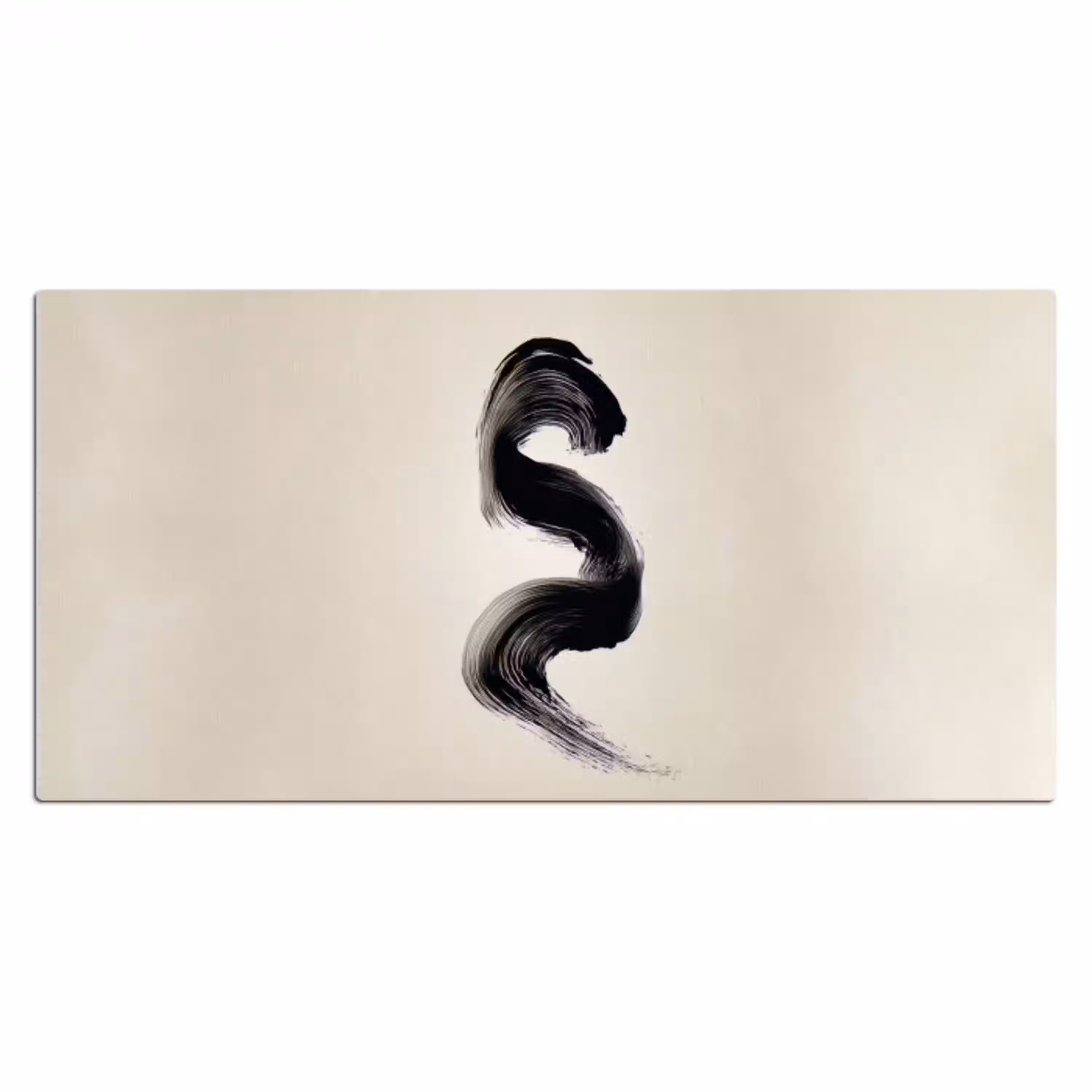 Penseelstreek - Zwart - Minimalistisch Muismat XXL klein -3d_leeg