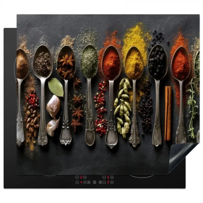 Protection plaque induction - Cuillères - Épices - Cannelle - Chili