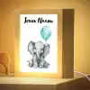 Olifant - Baby - Dieren - Blauwe ballon Light Box met kabel (Kinderlampje) klein -zzzz_3d_website