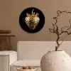 Aardbei - Goud - Zwart - Chrome Wandcirkel kunststof plaat 5mm dik klein -sfeer1