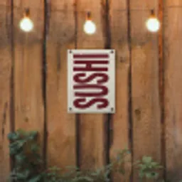 Sushi - Rood - Japandi - Decoratie tuinposter los doek klein -sfeer1
