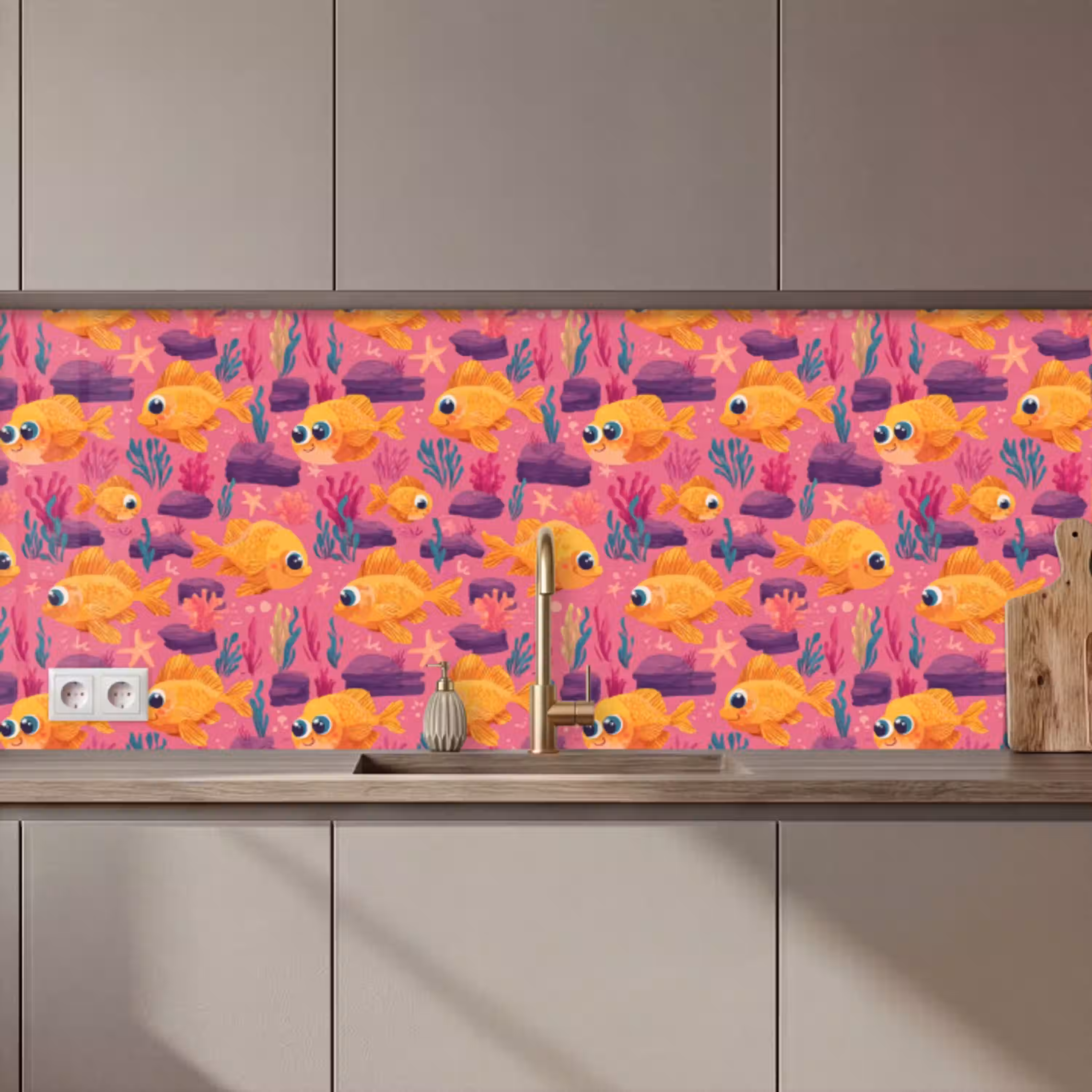 Goudvissen - Koraal - Kleurrijk keuken achterwand 2 middel 871 zz_3dshopping