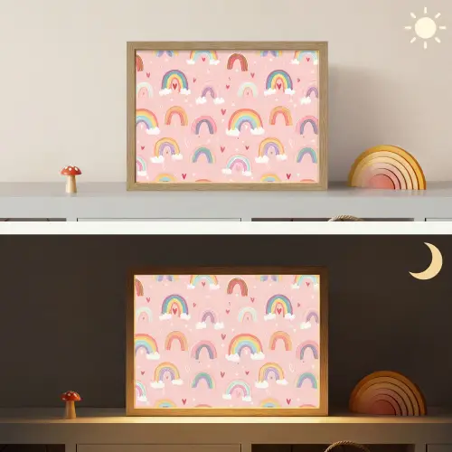 Regenboog - Patroon - Pastel Light Box met batterij (Wandlamp kind) middel -sfeer3_kind