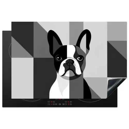 Buldog - Zwart - Abstract - Vlakken Inductie beschermer vinyl 3mm klein -3d
