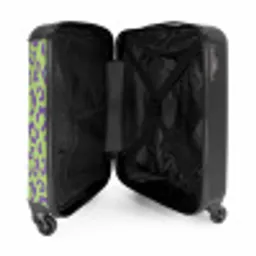 Dierenprints - Panterprint koffer in paars en groen NBS - Handbagage koffer - Unisex middel -binnenkant