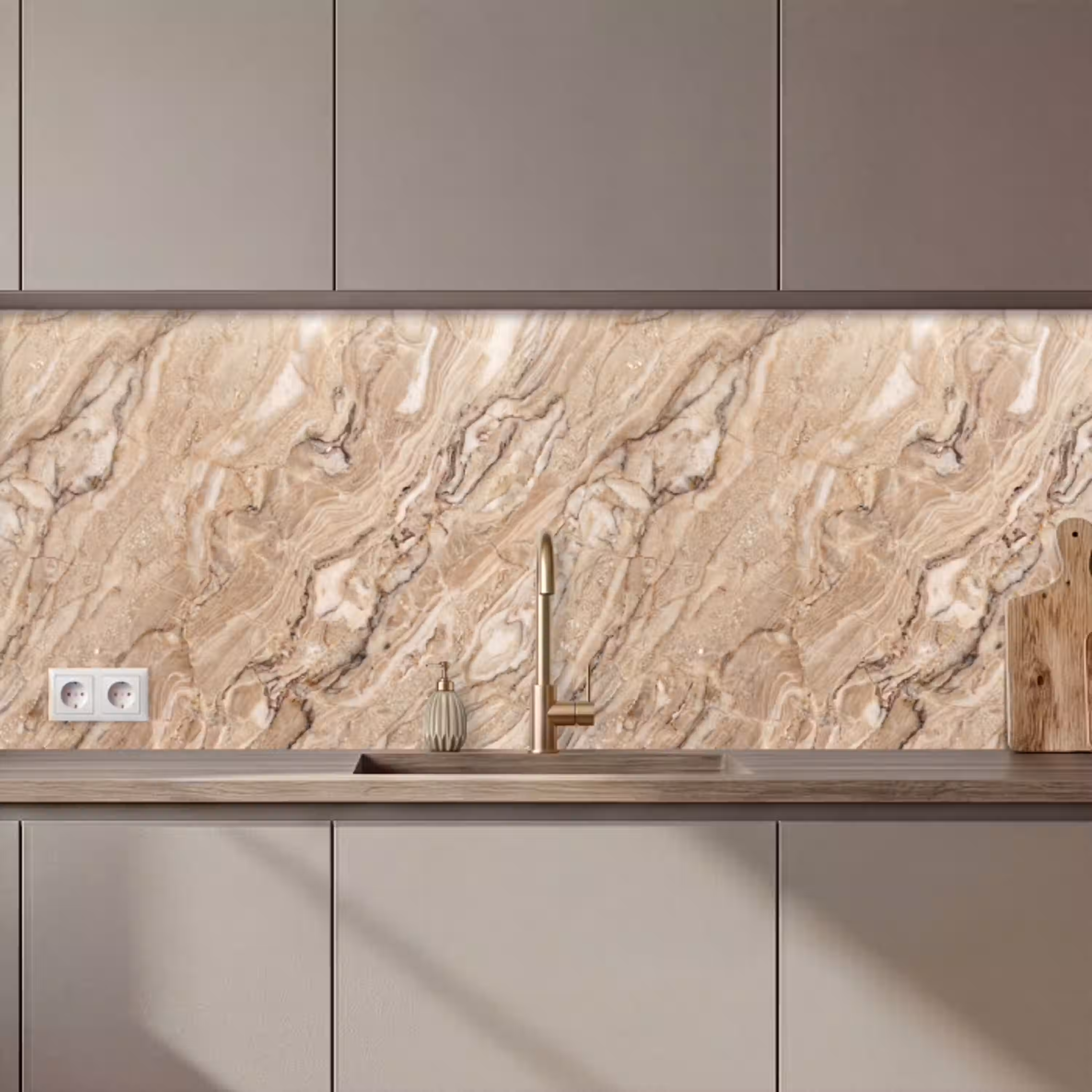 Textuur - Aders - Abstract - Modern - Beige keuken achterwand 2 middel zz_3dshopping