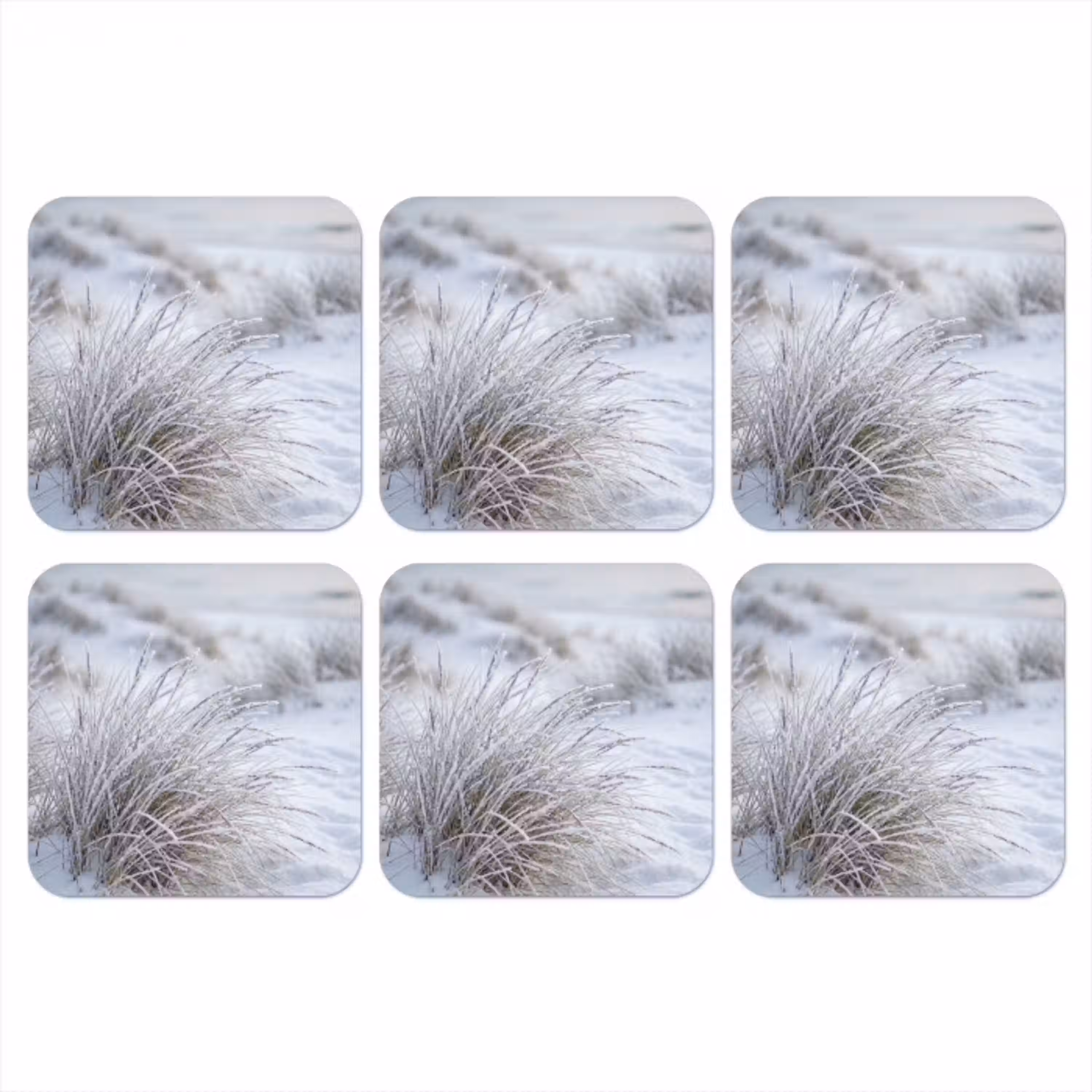Duinen - Sneeuw - Strand - Winter - Serene onderzetter kurk middel -3d