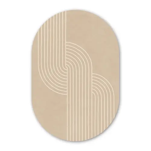 Parallelle lijnen - Lichte textuur - Beige Wandcirkel Ovaal Forex klein -3d