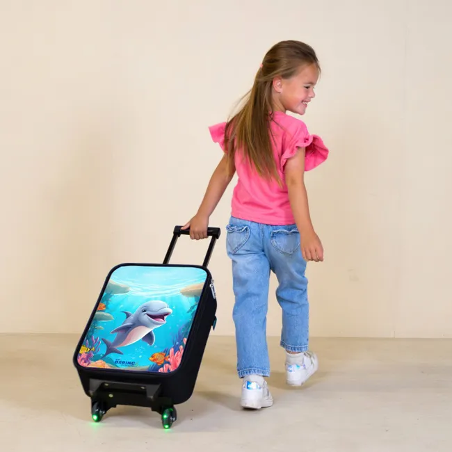 Vrolijke dolfijn tussen de koralen Kinderkoffer - Zwart klein -sfeer1