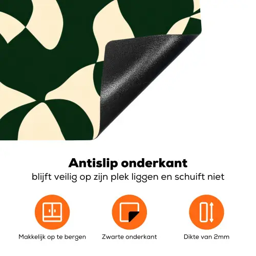 Groen - Organische vlakken - Crème Inductie beschermer vinyl 3mm klein 276 -zzzzzzz-td-onderkant