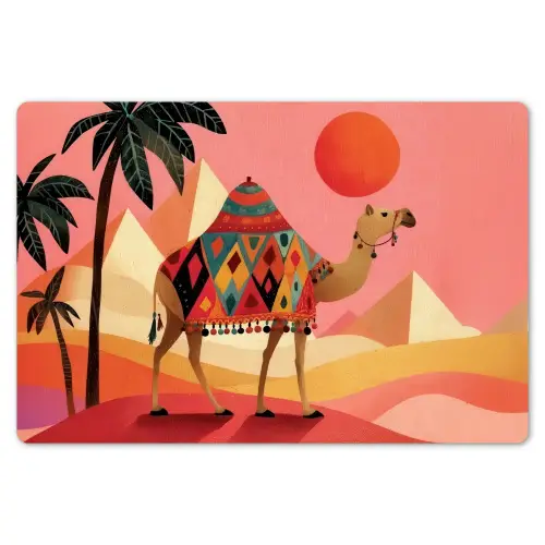 Kameel - Pyramides - Rode zon Placemat vinyl groot -zzsfeer1_Kitchenyeah-website