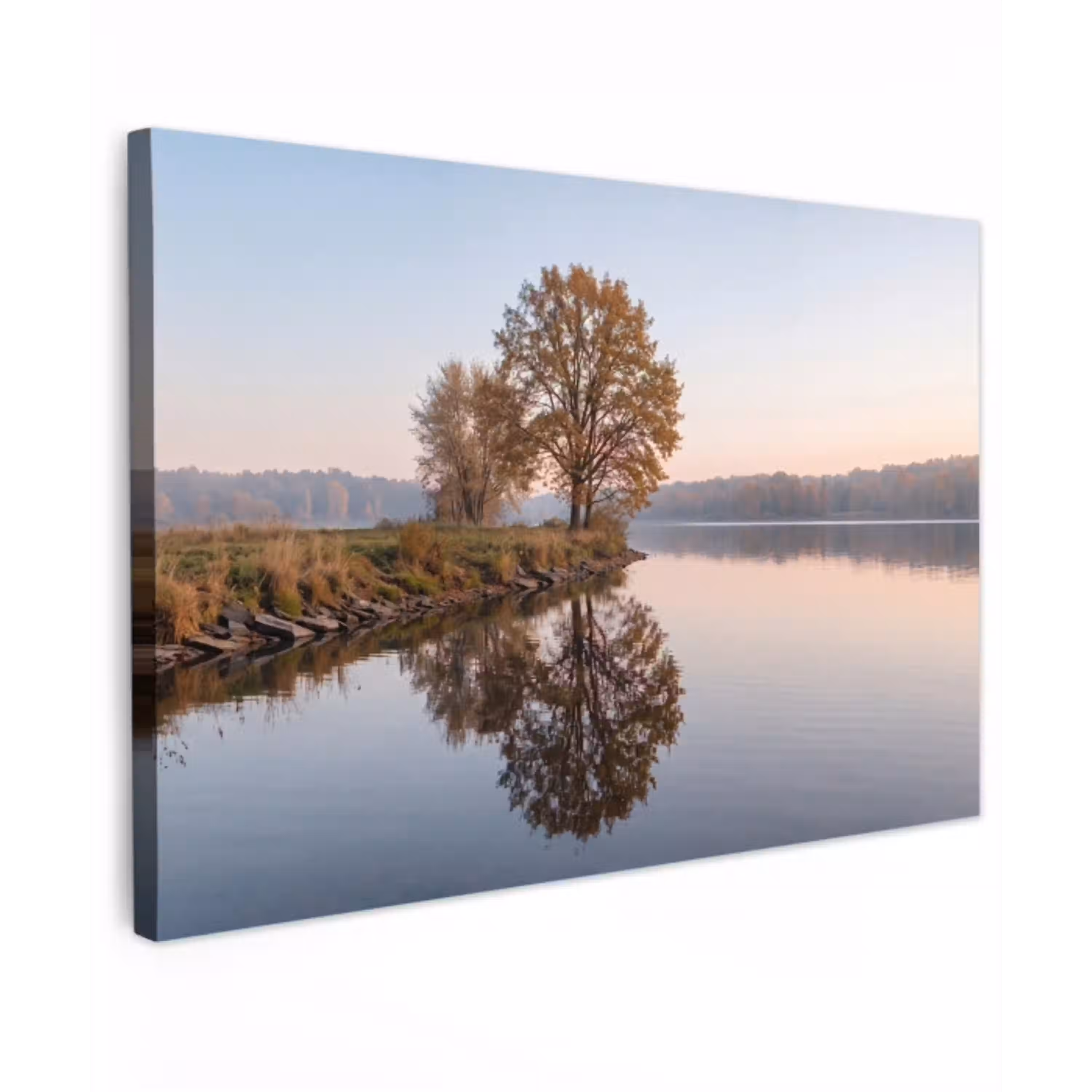 Bomen - Reflectie - Water - Zonsopgang - Serene canvas 2cm klein -z3d