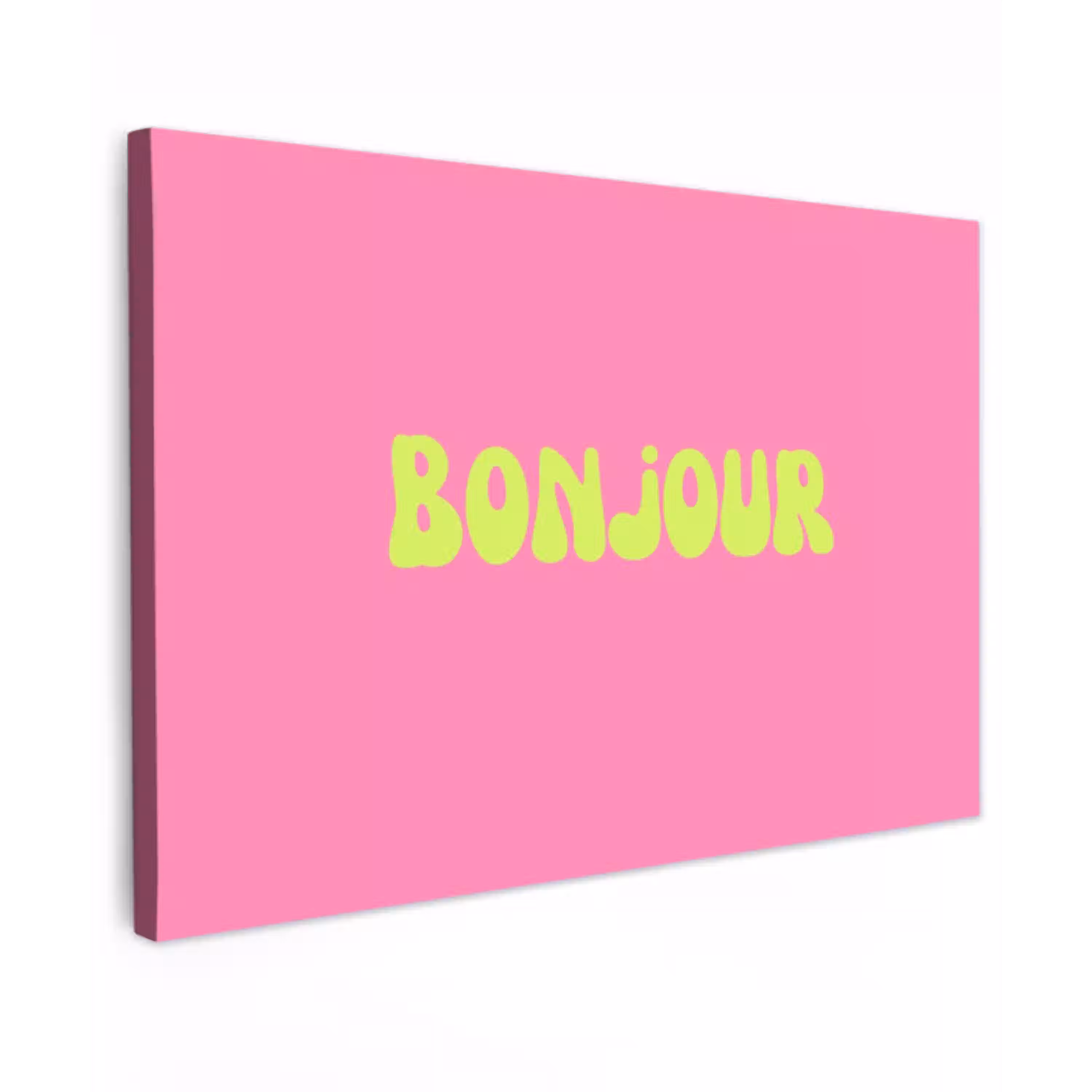 Roze - Groene bonjour - Organisch canvas 2cm klein -z3d