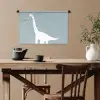 Dino - Brachiosaurus - Dinosaurus - Blauw Wandkleed katoen klein -sfeer6