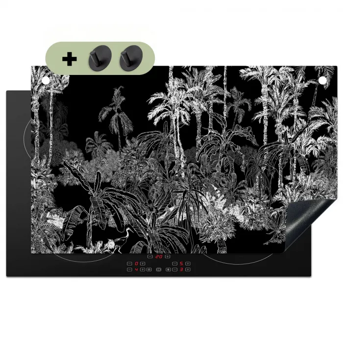 Jungle - Bomen - Bladeren - Tropical Inductie beschemer met haakjes klein -3d
