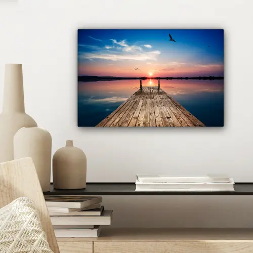 Steiger - Water - Zonsondergang - Roze - Horizon canvas 2cm klein -sfeer6