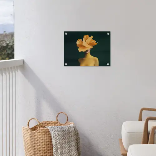Vrouw - Hoed - Geel tuinposter los doek klein -sfeer8