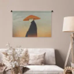 Minimalistisch - Silhouet - Oranje Wandkleed katoen middel -sfeer4