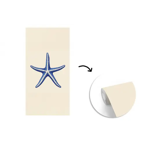 Blauwe zeester - Minimalistisch - Beige fotobehang vinyl groot -3d