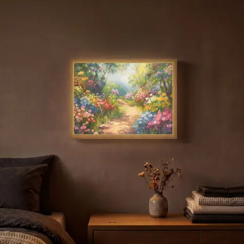 Natuur - Landschap - Bloemen - Kleurrijk Light Box met batterij (Wandlamp) middel -sfeer4