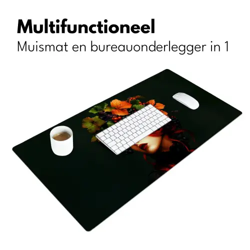 Vrouw - Rood - Groen - Druiven Muismat XXL klein -sfeer4