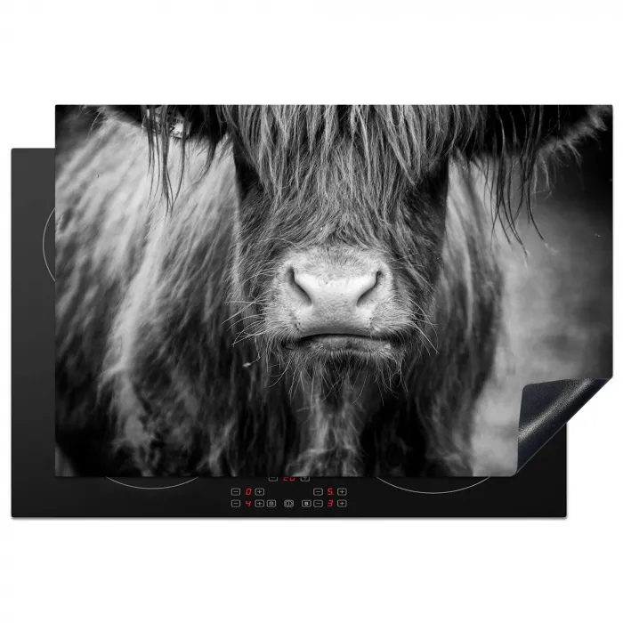Schotse hooglander - Koe - Zwart - Wit - Dieren Inductie beschermer vinyl 3mm klein -3d