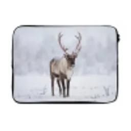 Rendier - Gewei - Toendra - Sneeuw - Wild laptophoes neopreen klein -3d